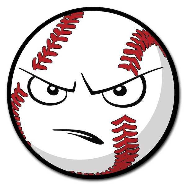 Angry Baseball Circle Vinyl Laminated Decal